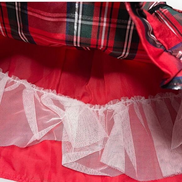 Wonder Nation Baby Girls Red A-Line Dress 12 Months Plaid Tulle Holiday Ruffle - Picture 4 of 6